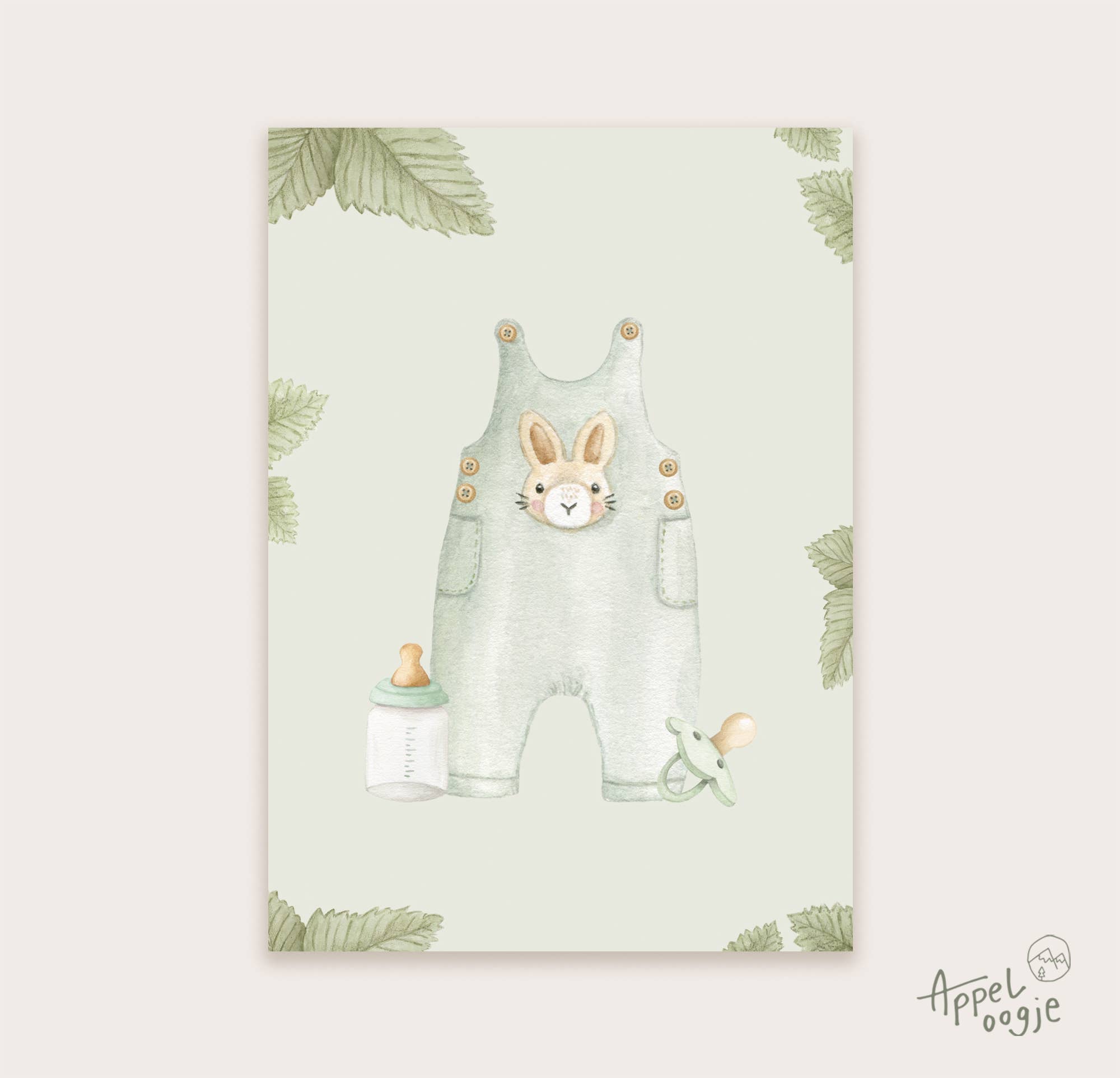 Ansichtkaart baby groen | Kaart Appeloogje